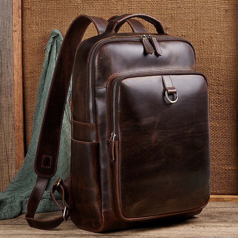 Leather Backpack Vintage - Męski plecak na laptopa z woskowanej