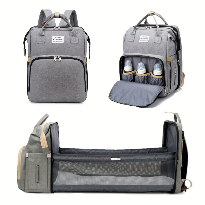 Backpack Diaper Bag - Modna składana łóżeczko dla niemowląt, torba
