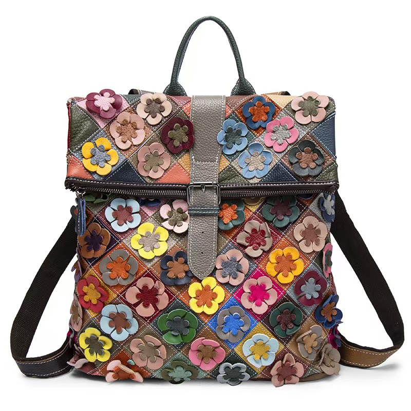 Leather Backpack Vintage - Damski plecak vintage ze skóry naturalnej,