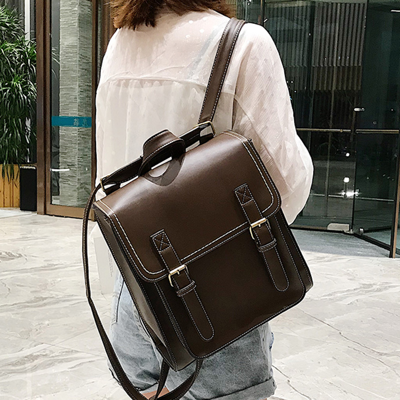 Leather Backpack Vintage - Plecak Vintage kobieta Pu skórzana torba