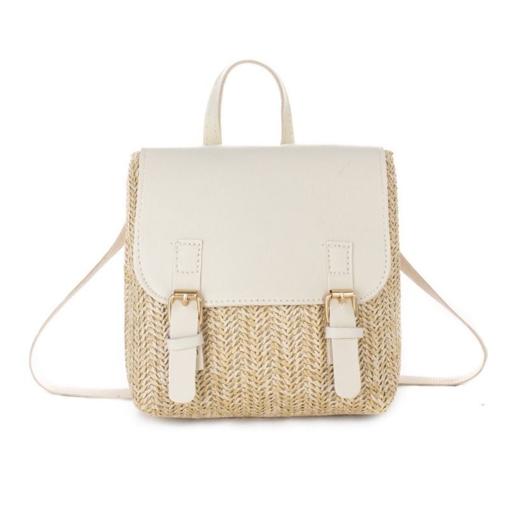 Leather Backpack Vintage - Wszechstronna Torba Plecak ze Słomy i