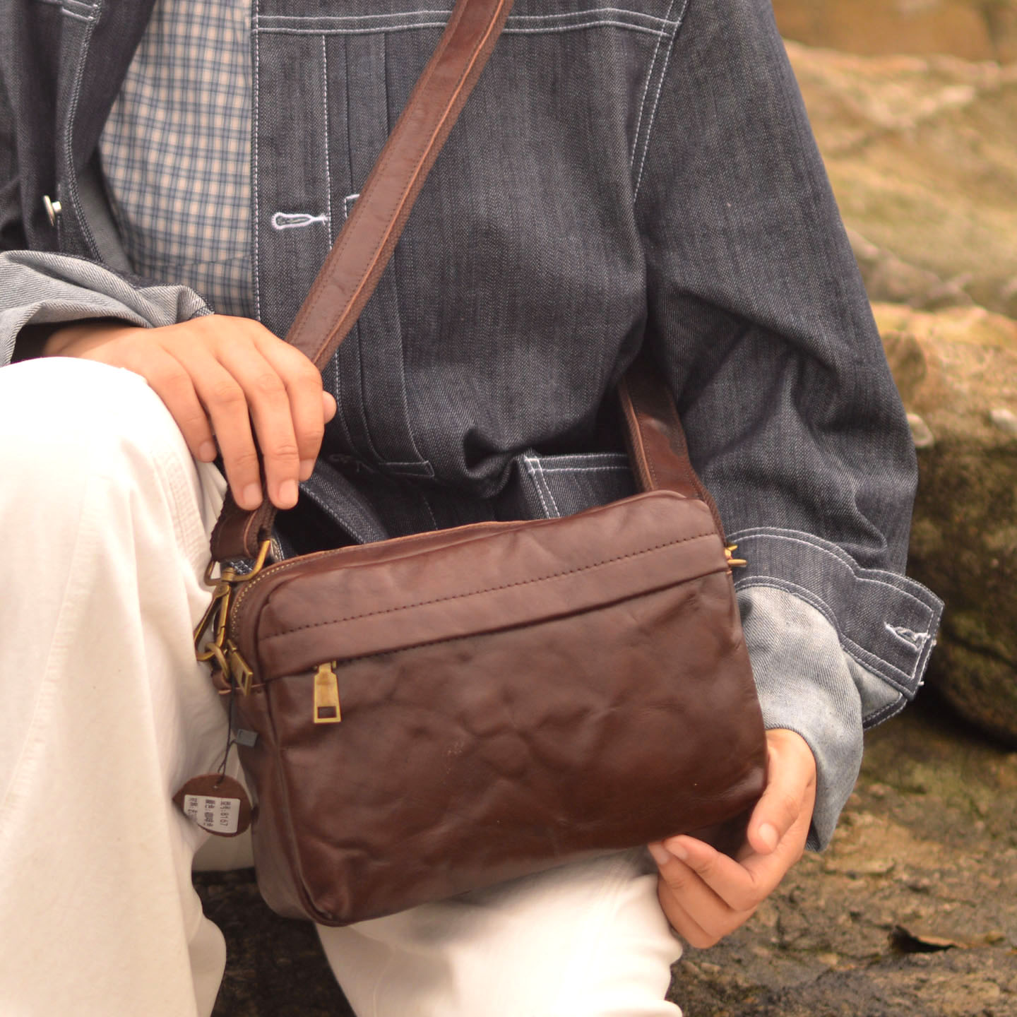 Leather Backpack Vintage - AETOO Nowo zaprojektowana torba crossbody w