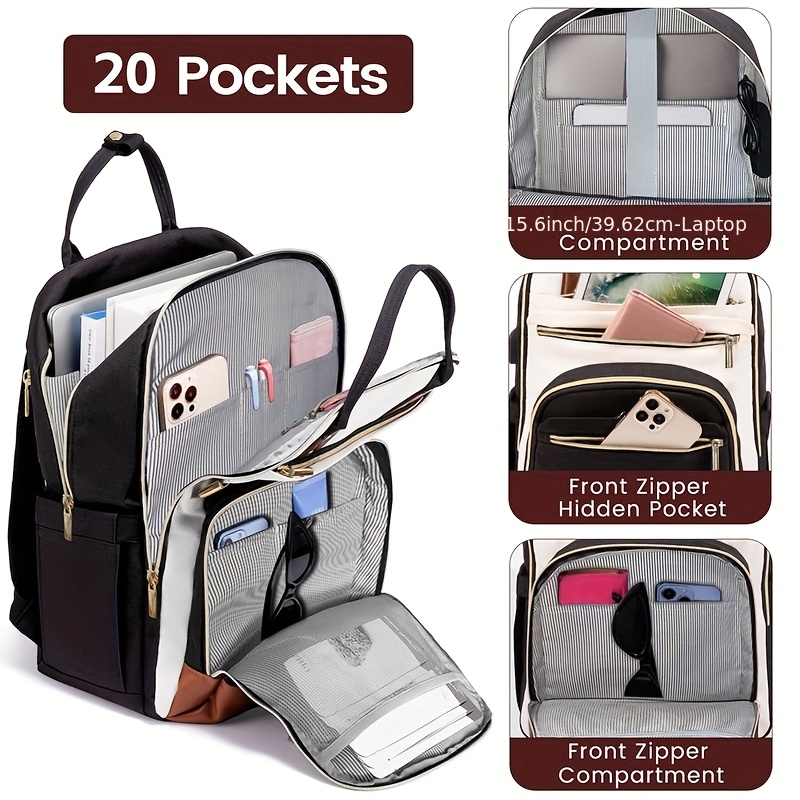 Laptop Backpack 15.6 - Damski dwukolorowy plecak na laptopa, wodoodporna,
