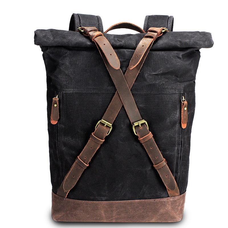 Leather Backpack Vintage - Retro płócienne skórzane plecaki dla mężczyzn