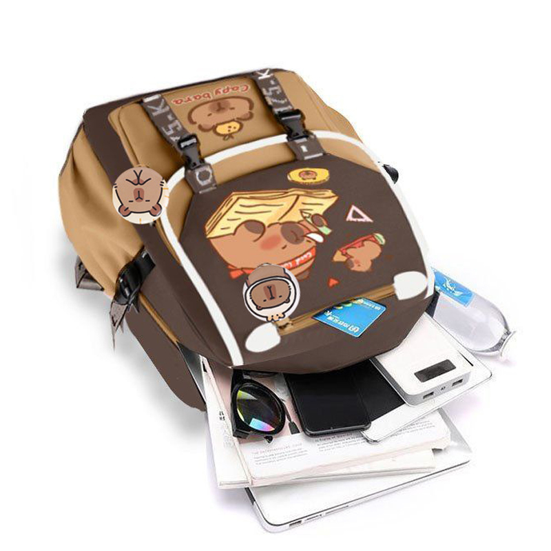 Kawaii Capybara stylowy Khaki  – School Backpack Teen recenzja i cena