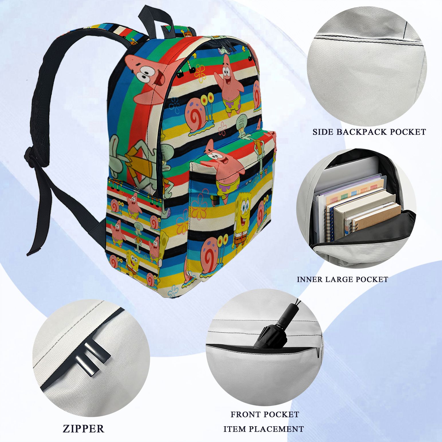 Plecak w paski z motywem Spong – School Backpack Teen recenzja i cena
