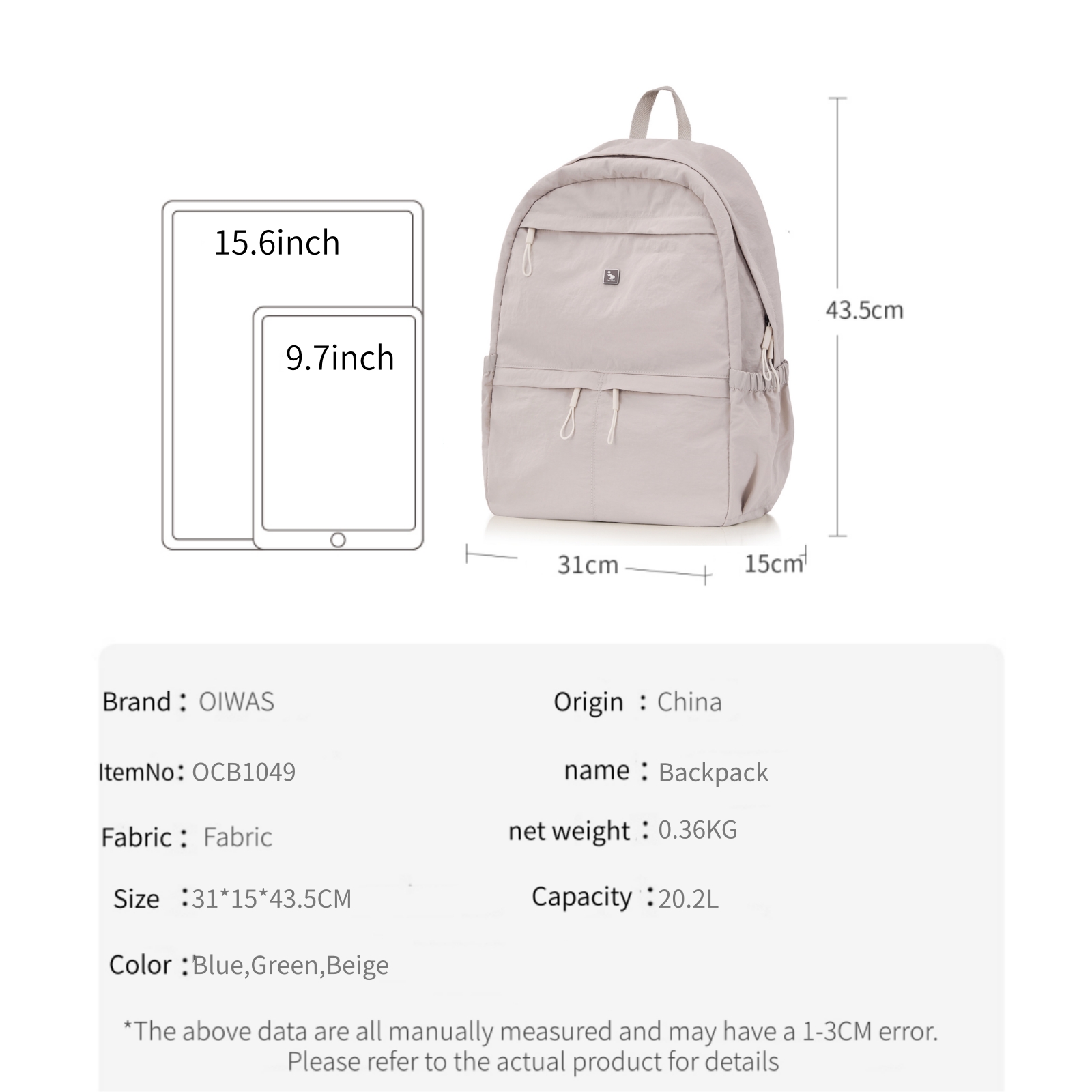 OIWAS Ultralekki i stylowy ple – Canvas Backpack Casual recenzja i cena